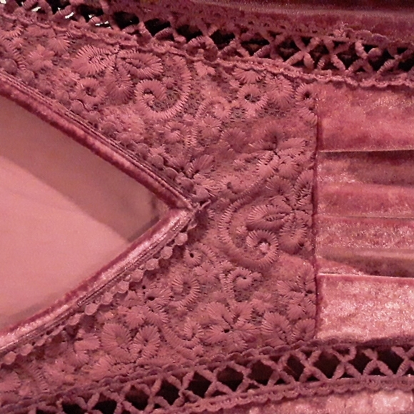 Goth renaissance purple embroidered velvet lace fairy medieval dress S - Picture 2 of 10